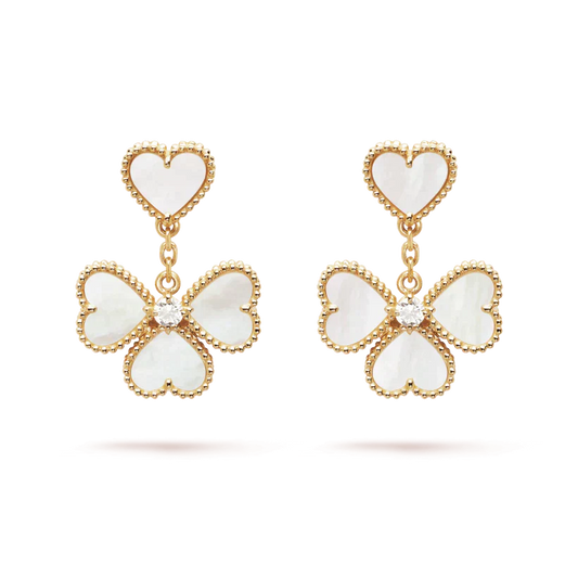 [AuraEcho Jewelry]CLOVER SWEET WHITE MOP EARRINGS