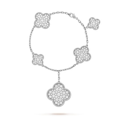 [AuraEcho Jewelry]CLOVER 6 MOTIFS SILVER DIAMOND BRACELET