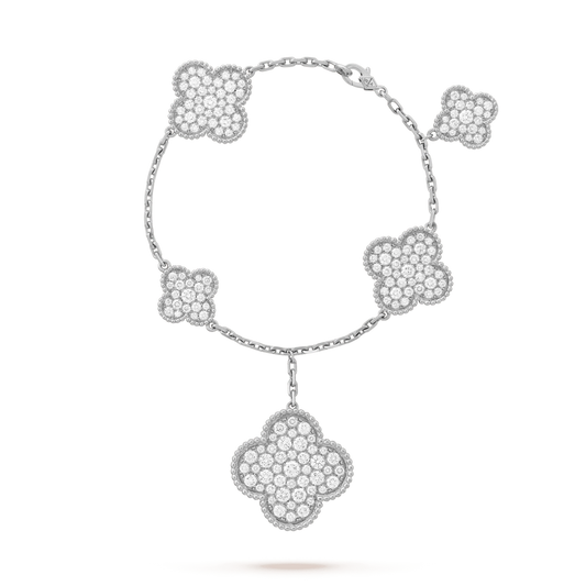 [AuraEcho Jewelry]CLOVER 6 MOTIFS SILVER DIAMOND BRACELET
