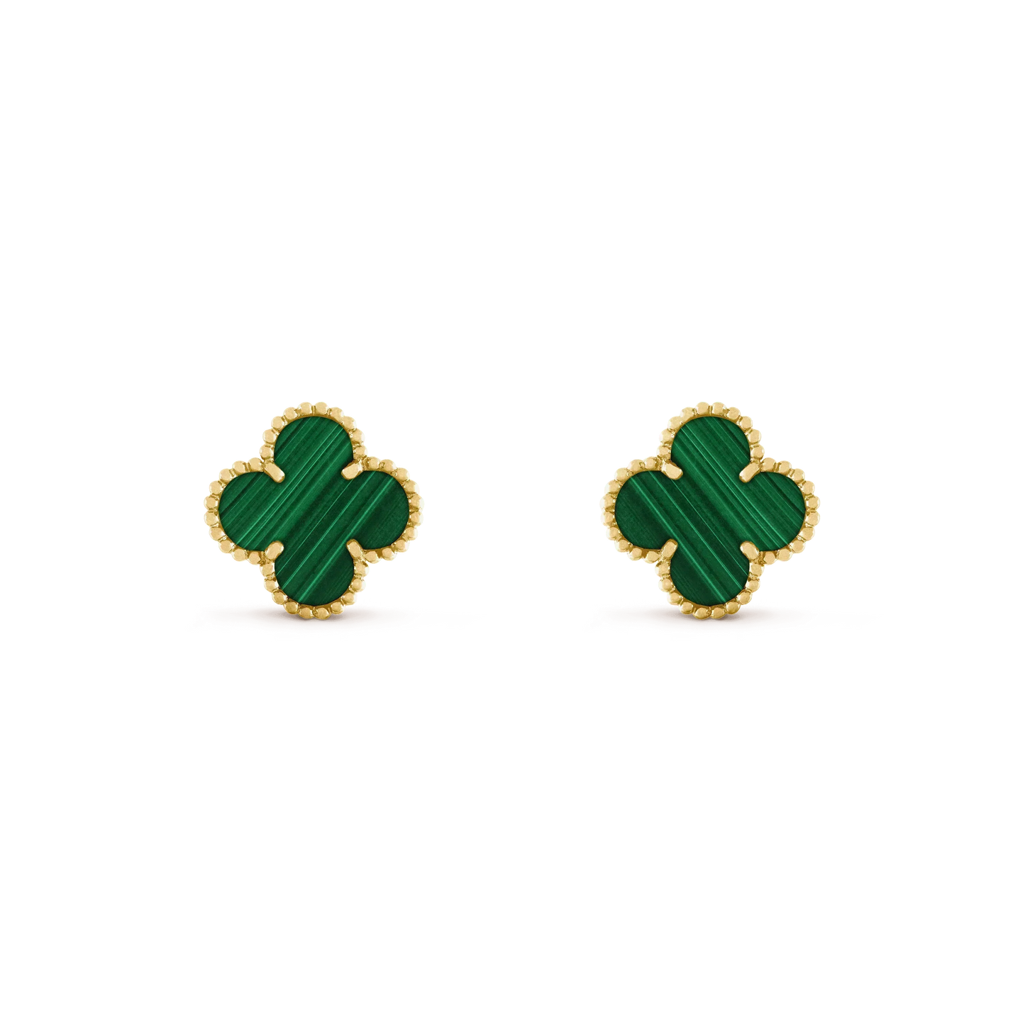 [AuraEcho Jewelry]CLOVER MEDIUM 1 MOTIFS MALACHITE  EARRINGS