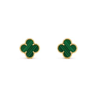 [AuraEcho Jewelry]CLOVER MEDIUM 1 MOTIFS MALACHITE  EARRINGS