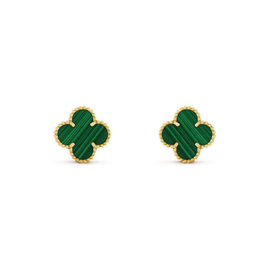 [AuraEcho Jewelry]CLOVER MEDIUM 1 MOTIFS MALACHITE  EARRINGS