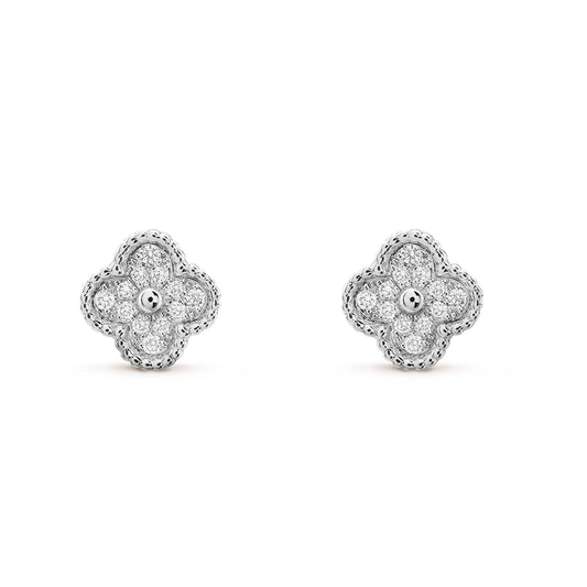 [AuraEcho Jewelry]CLOVER MINI DIAMOND STUD EARRINGS