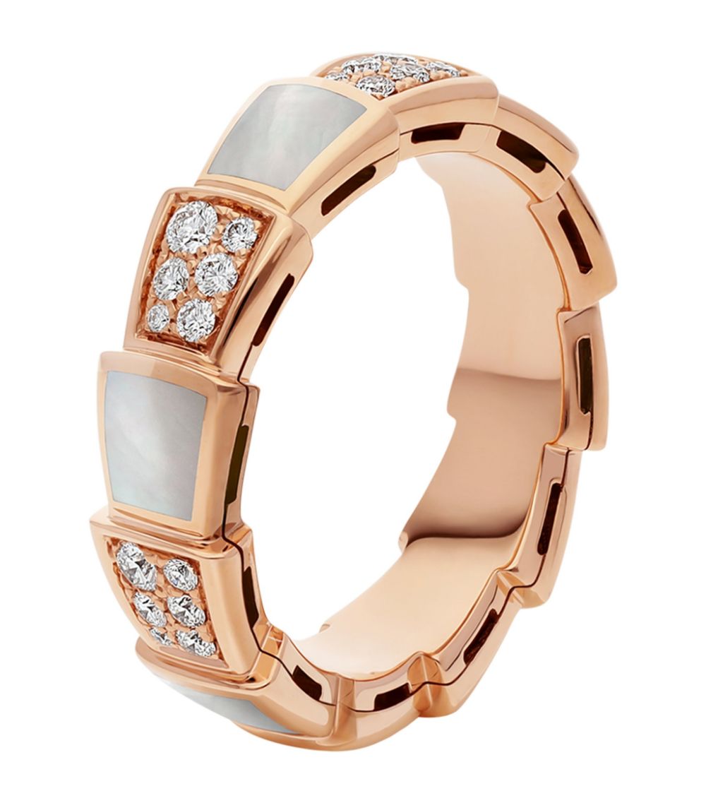 [AuraEcho Jewelry]SERPENTI RING PINK GOLD MOP DIAMOND PAVED 4MM