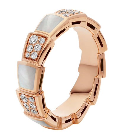 [AuraEcho Jewelry]SERPENTI RING PINK GOLD MOP DIAMOND PAVED 4MM
