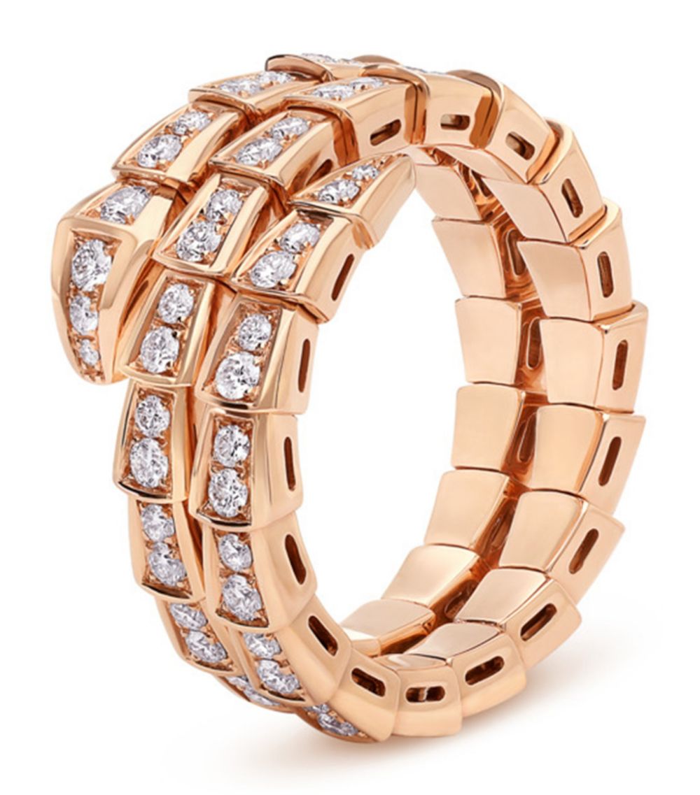 [AuraEcho Jewelry]SERPENTI RING PINK GOLD DIAMOND DOUBLE ROW