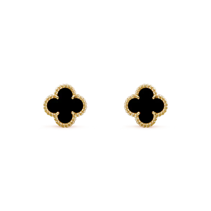 [AuraEcho Jewelry]CLOVER MINI 9.5MM BLACK MOP EARRINGS