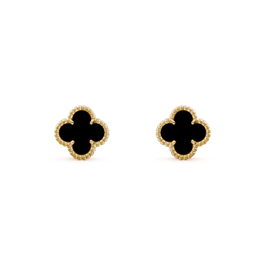 [AuraEcho Jewelry]CLOVER MINI 9.5MM BLACK MOP EARRINGS
