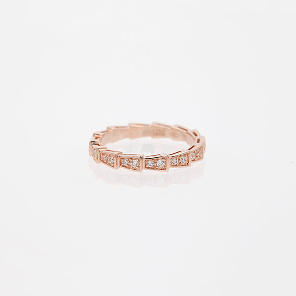 [AuraEcho Jewelry]SERPENTI RING PINK GOLD DIAMOND PAVED 3MM