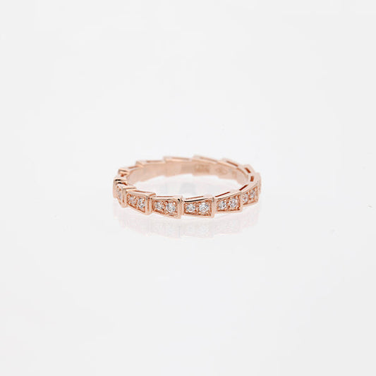 [AuraEcho Jewelry]SERPENTI RING PINK GOLD DIAMOND PAVED 3MM