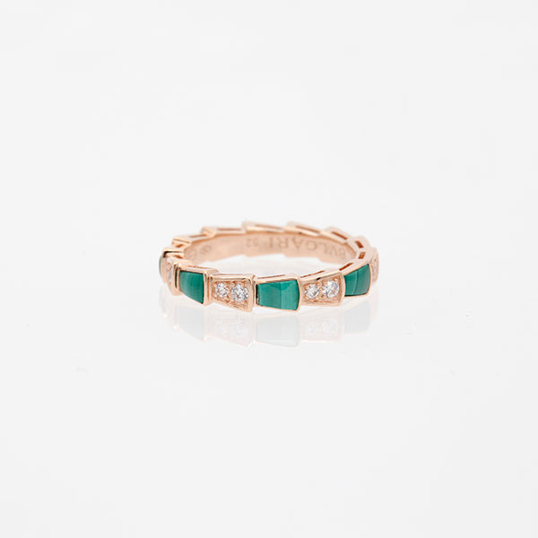 [AuraEcho Jewelry]SERPENTI RING PINK GOLD MALACHITE DIAMOND 3MM