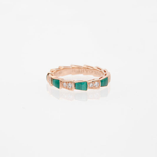 [AuraEcho Jewelry]SERPENTI RING PINK GOLD MALACHITE DIAMOND 3MM