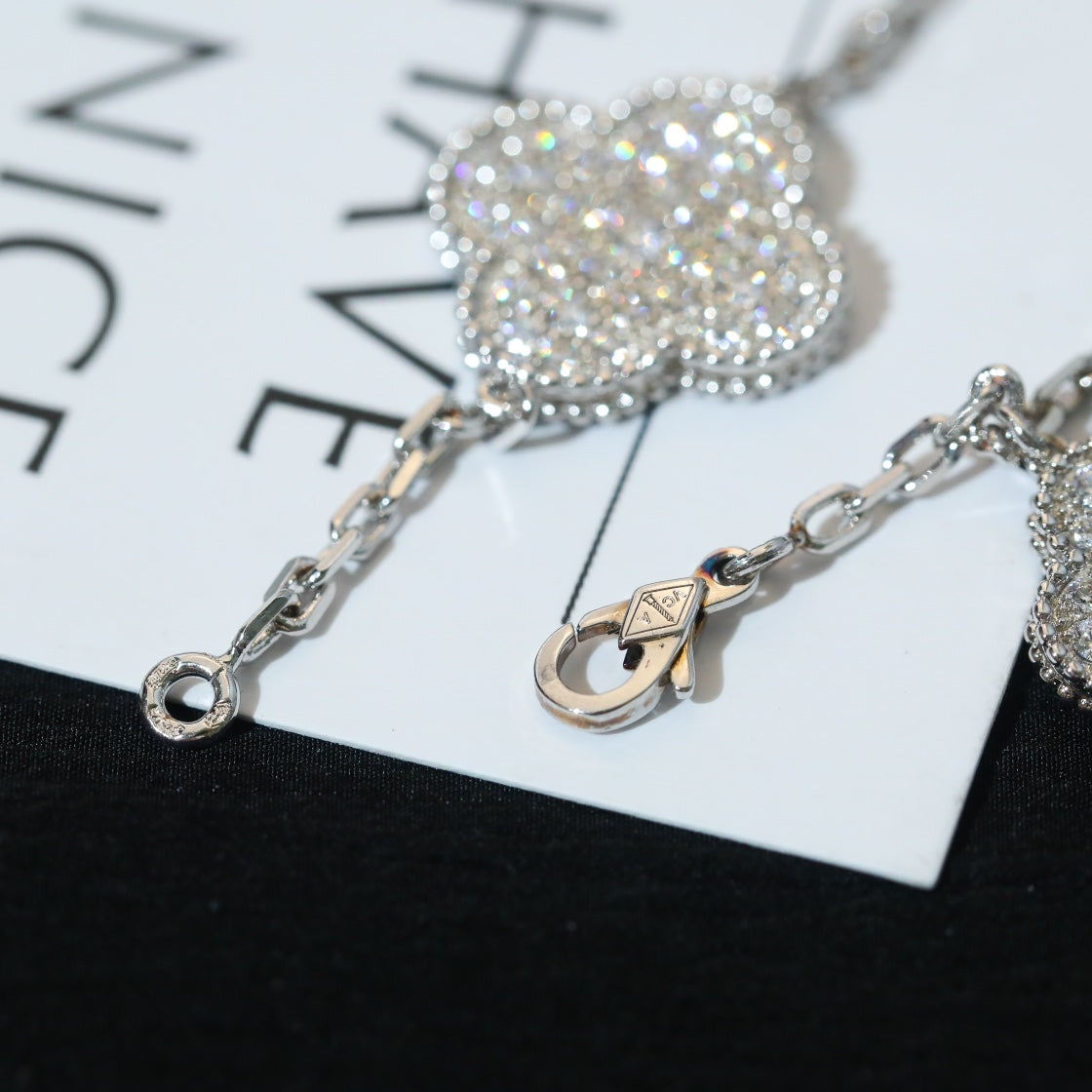 [AuraEcho Jewelry]CLOVER BRACELET 5 MOTIF SILVER DIAMOND PAVED