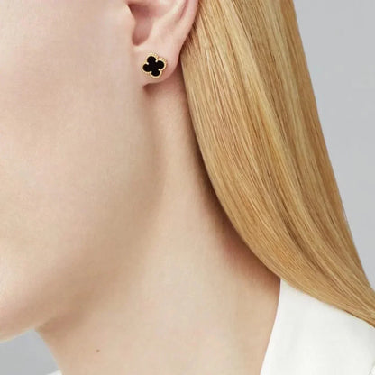 [AuraEcho Jewelry]CLOVER MINI 9.5MM BLACK MOP EARRINGS