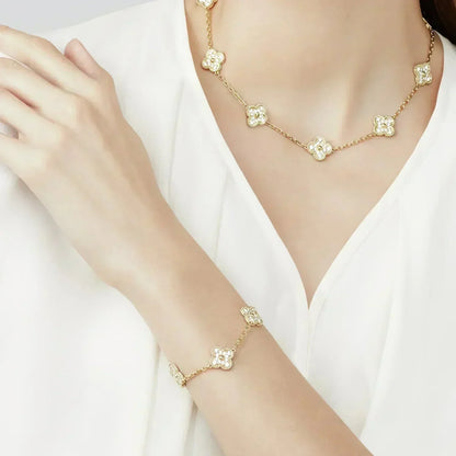 [AuraEcho Jewelry]CLOVER 5 MOTIFS  FULL DIAMOND BRACELET