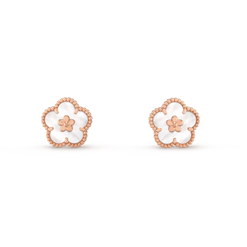 [AuraEcho Jewelry]LUCKY PINK GOLD WHITE MOP EARRINGS