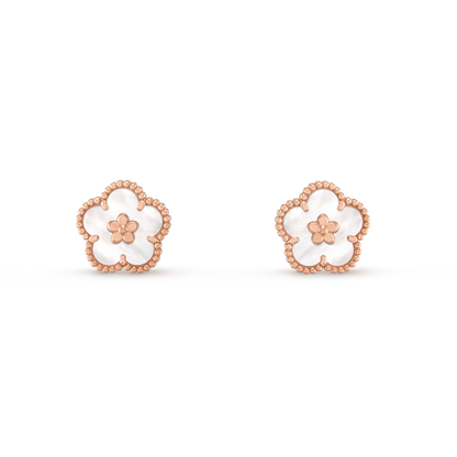 [AuraEcho Jewelry]LUCKY PINK GOLD WHITE MOP EARRINGS