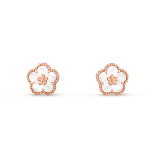 [AuraEcho Jewelry]LUCKY PINK GOLD WHITE MOP EARRINGS