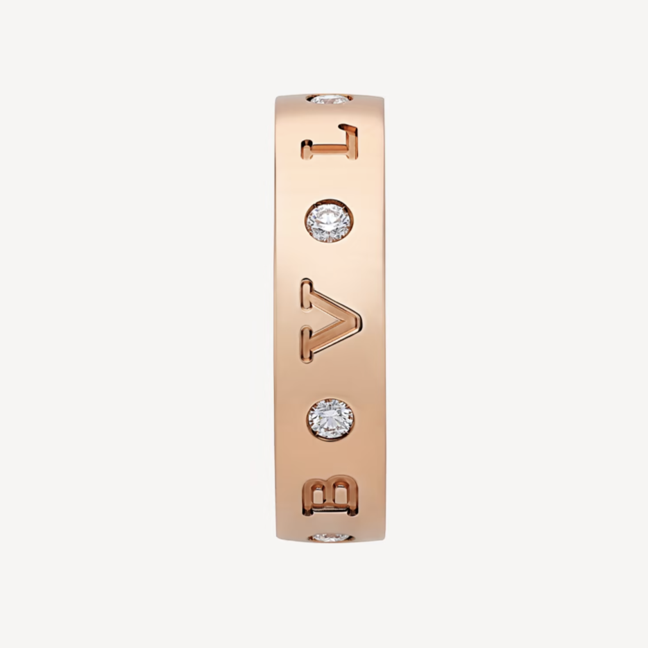 [AuraEcho Jewelry]ZERO 1 ESSENTIAL PINK GOLD BAND WITH DIAMONDS RING