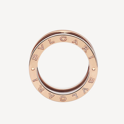 [AuraEcho Jewelry]ZERO 1 FOUR-BAND LOOPS AND BLACK CERAMIC SPIRAL PINK GOLD RING