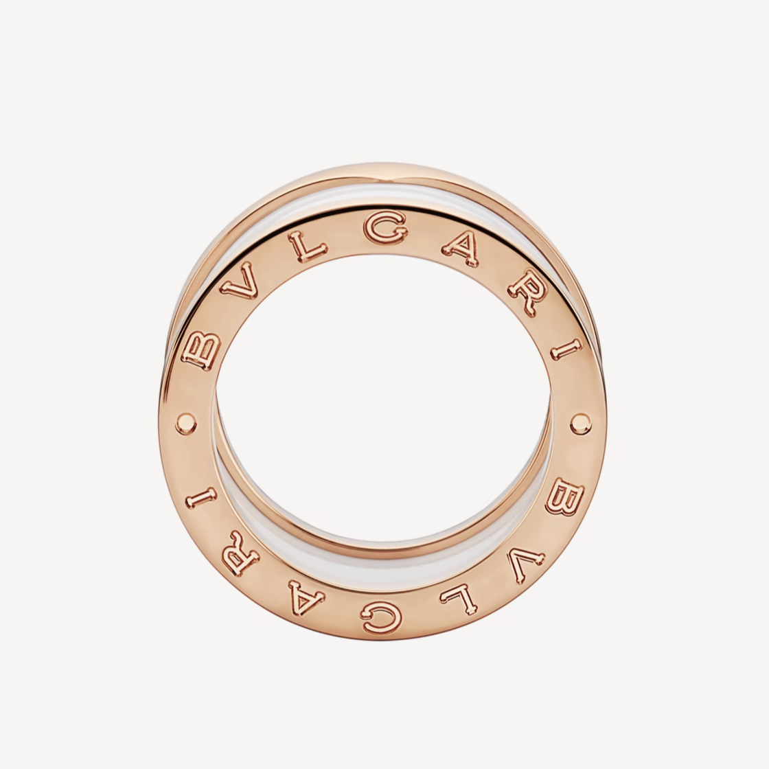 [AuraEcho Jewelry]ZERO 1 FOUR-BAND LOOPS AND WHITE CERAMIC SPIRAL PINK GOLD RING