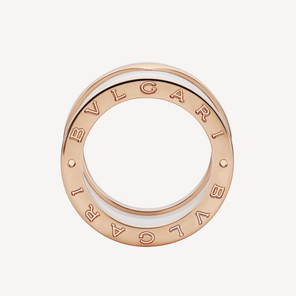 [AuraEcho Jewelry]ZERO 1 FOUR-BAND LOOPS AND WHITE CERAMIC SPIRAL PINK GOLD RING