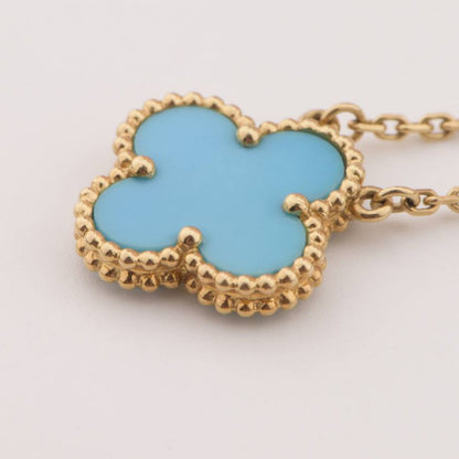 [AuraEcho Jewelry]CLOVER 15MM VINTAGE TURQUOISE NECKLACE