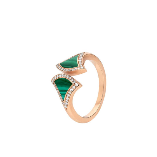 [AuraEcho Jewelry]DREAM MALACHITE DIAMOND OPEN RING