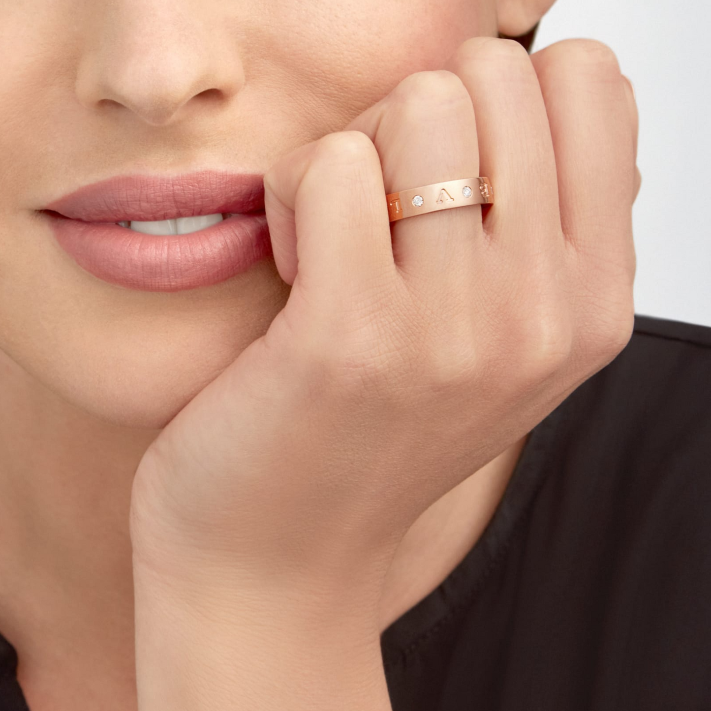 [AuraEcho Jewelry]ZERO 1 ESSENTIAL PINK GOLD BAND WITH DIAMONDS RING