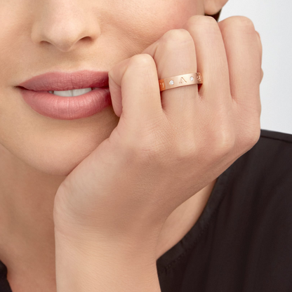 [AuraEcho Jewelry]ZERO 1 ESSENTIAL PINK GOLD BAND WITH DIAMONDS RING