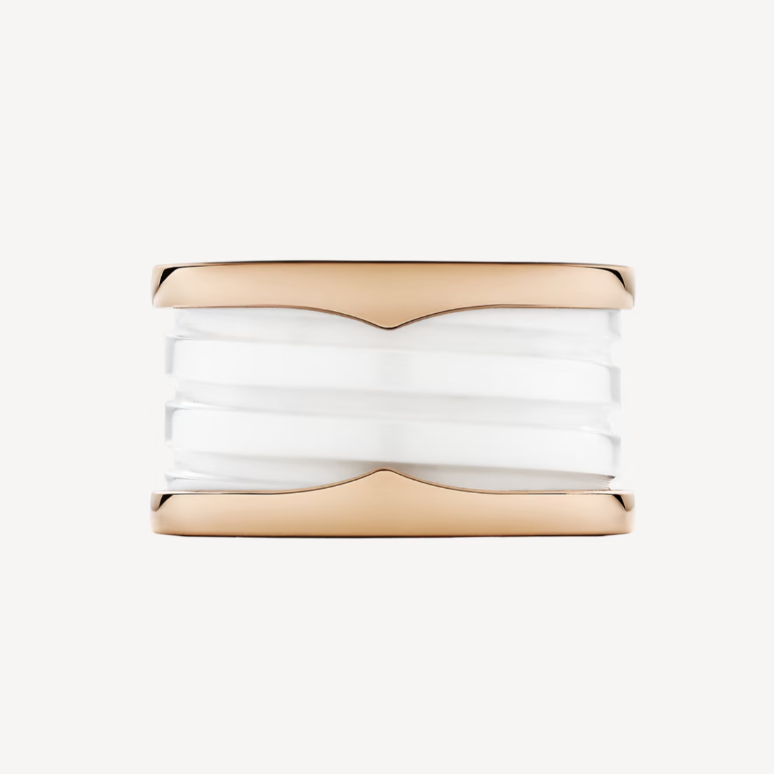 [AuraEcho Jewelry]ZERO 1 FOUR-BAND LOOPS AND WHITE CERAMIC SPIRAL PINK GOLD RING
