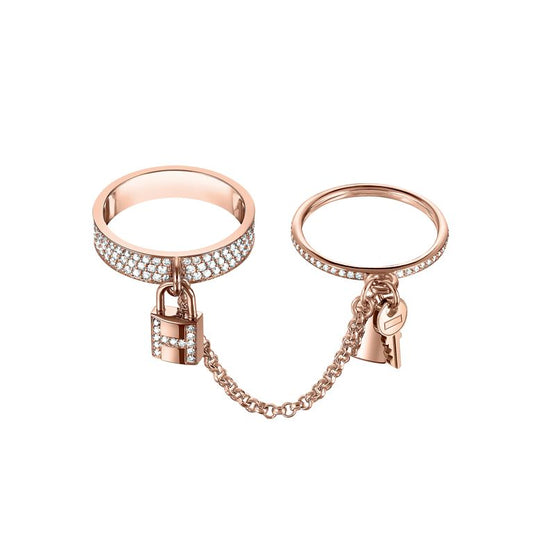 [AuraEcho Jewelry]HM KELLY CLOCHETTE DOUBLE RING IN ROSE GOLD WITH DIAMONDS