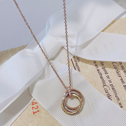 [AuraEcho Jewelry]TRINITY NECKLACE GOLD  DIAMONDS