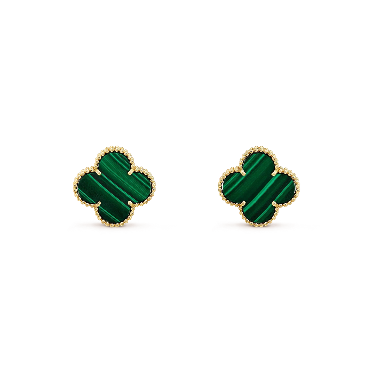 [AuraEcho Jewelry]CLOVER MINI 9.5MM MALACHITE  EARRINGS