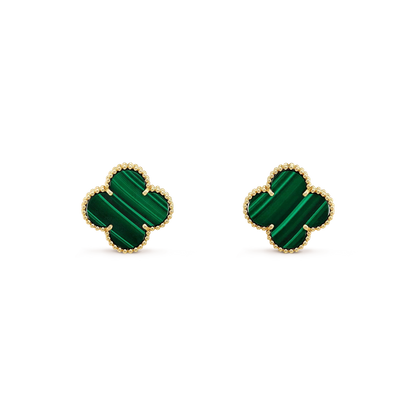 [AuraEcho Jewelry]CLOVER MINI 9.5MM MALACHITE  EARRINGS
