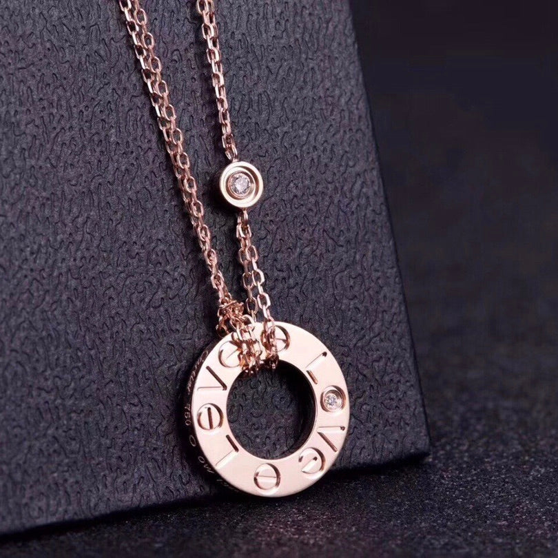 [AuraEcho Jewelry]LOVE NECKLACE 16MM 2 DIAMONDS