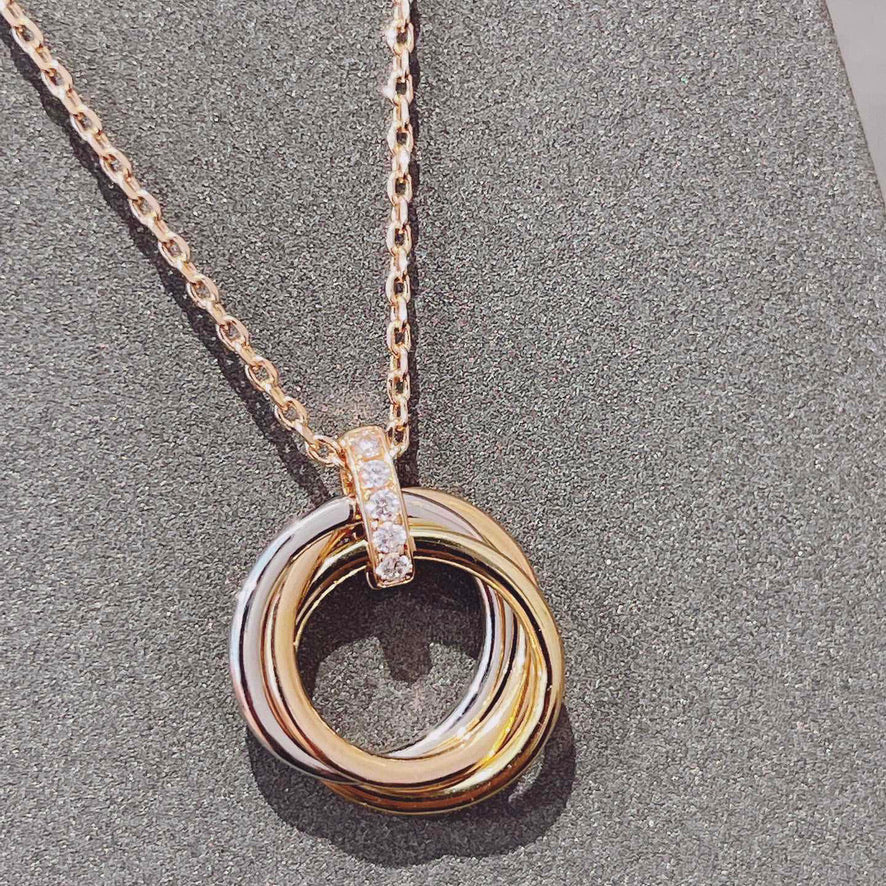 [AuraEcho Jewelry]TRINITY NECKLACE GOLD  DIAMONDS