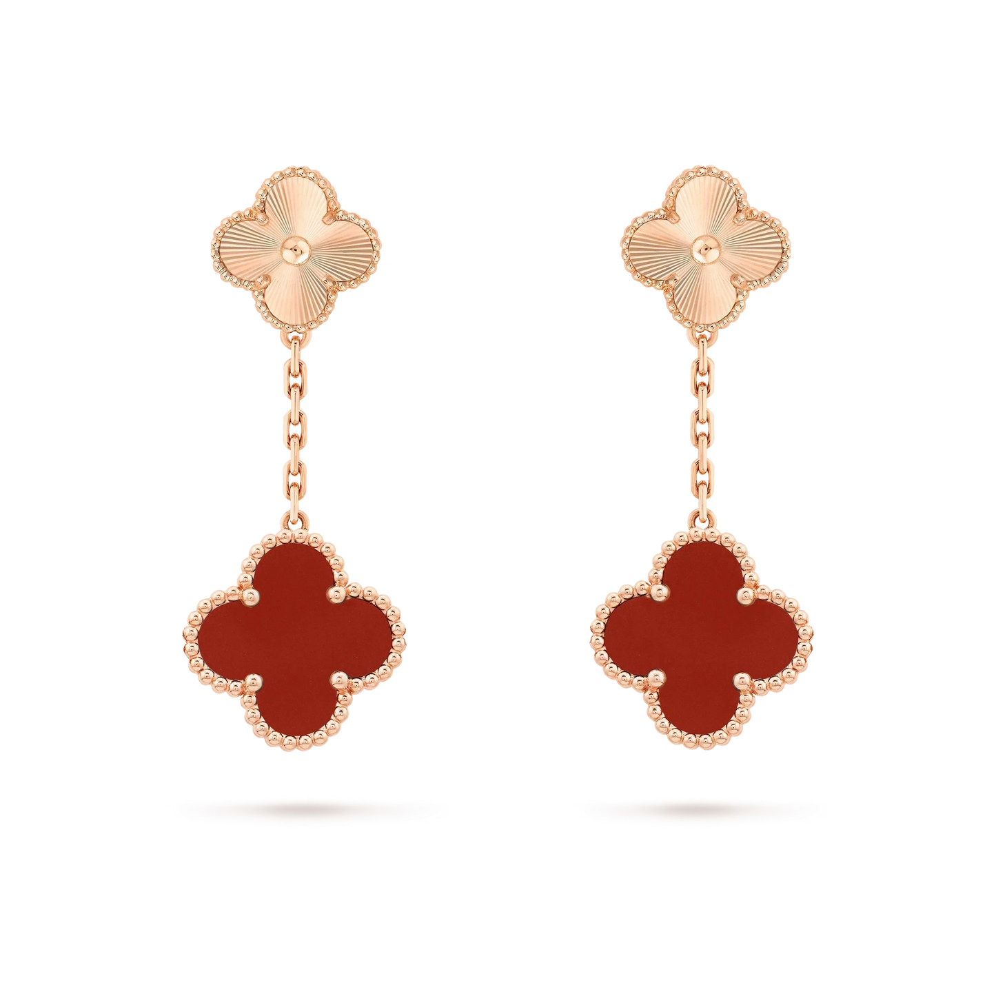 [AuraEcho Jewelry]CLOVER 2 MOTIF  LASER CARNELIAN EARRINGS