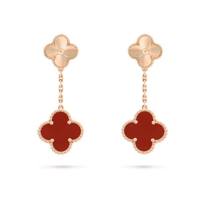 [AuraEcho Jewelry]CLOVER 2 MOTIF  LASER CARNELIAN EARRINGS