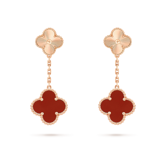 [AuraEcho Jewelry]CLOVER 2 MOTIF  LASER CARNELIAN EARRINGS