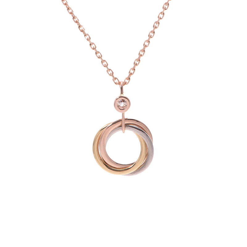 [AuraEcho Jewelry]TRINITY SILVER GOLD PINK GOLD NECKLACE