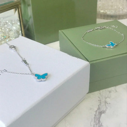 [AuraEcho Jewelry]BUTTERFLY TURQUOISE BUTTERFLY BRACELET SILVER