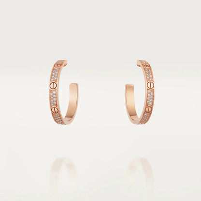 [AuraEcho Jewelry]LOVE DIAMOND PINK GOLD HOOP EARRINGS