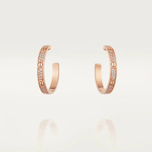 [AuraEcho Jewelry]LOVE DIAMOND PINK GOLD HOOP EARRINGS
