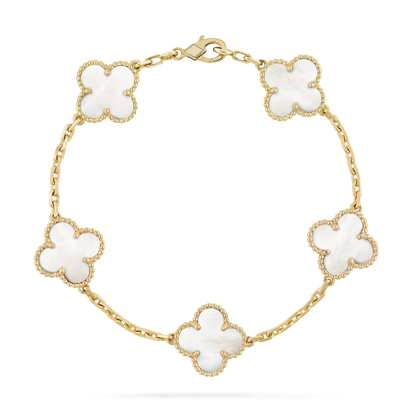 [AuraEcho Jewelry]CLOVER  5 MOTIF WHITE MOP BRACELET