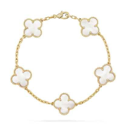 [AuraEcho Jewelry]CLOVER  5 MOTIF WHITE MOP BRACELET