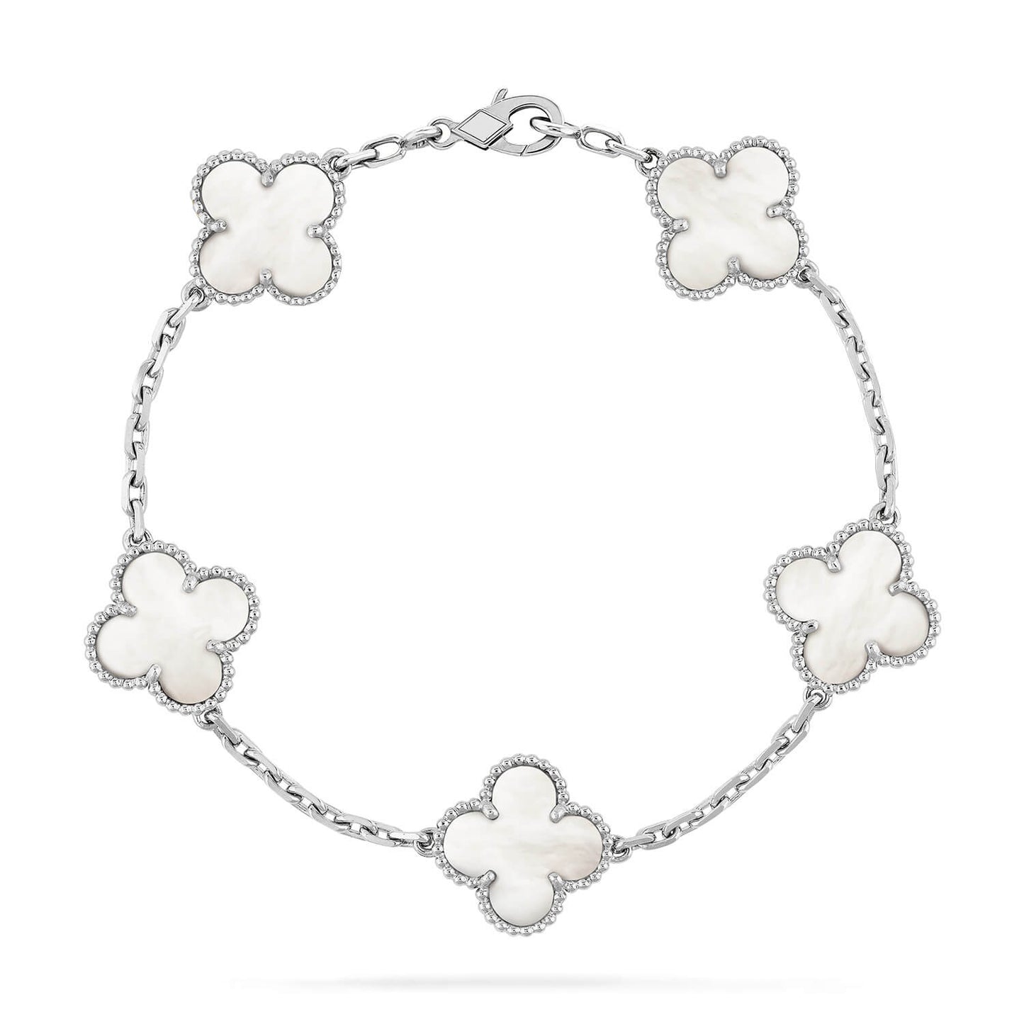 [AuraEcho Jewelry]CLOVER SILVER MOP 5 MOTIF BRACELET