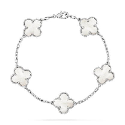 [AuraEcho Jewelry]CLOVER SILVER MOP 5 MOTIF BRACELET