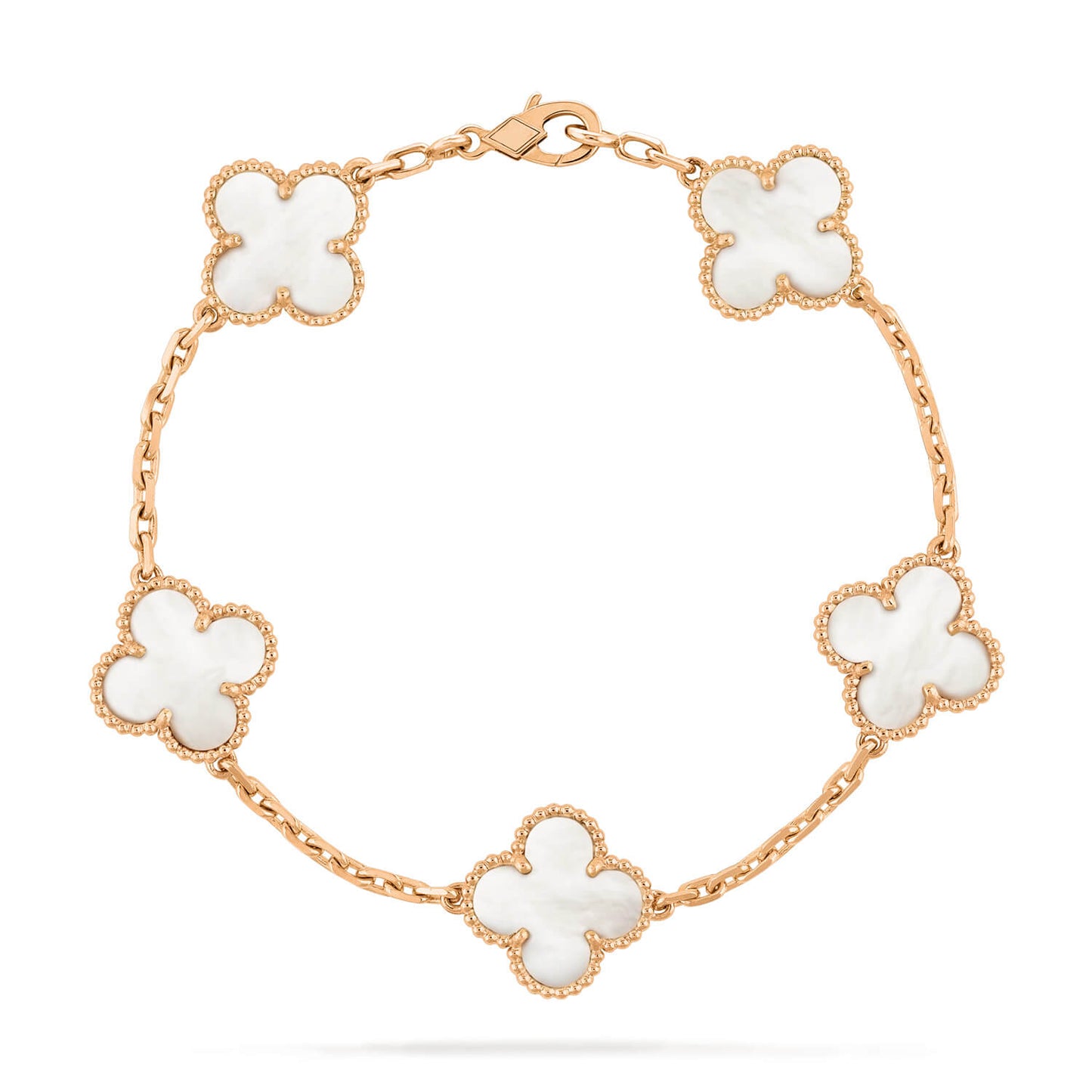 [AuraEcho Jewelry]CLOVER  5 MOTIF WHITE MOP BRACELET