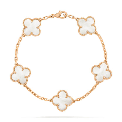 [AuraEcho Jewelry]CLOVER  5 MOTIF WHITE MOP BRACELET